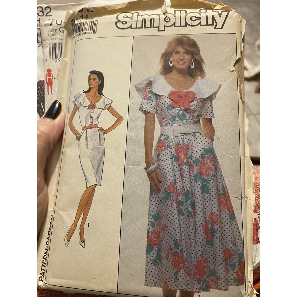 Vintage, 1989 Simplicity Dress Sewing Pattern 9012 Size 14 Cut And Complete